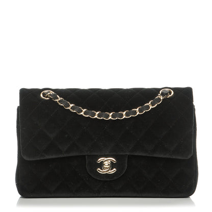 Chanel Velvet Quilted Medium Double Flap Black 1 of 8