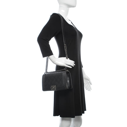 Chanel Lambskin Chevron Quilted Medium Boy Flap Black 2 of 16