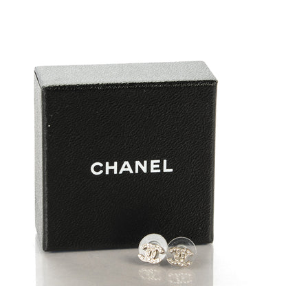 Chanel Crystal Timeless CC Earrings Silver 5 of 5
