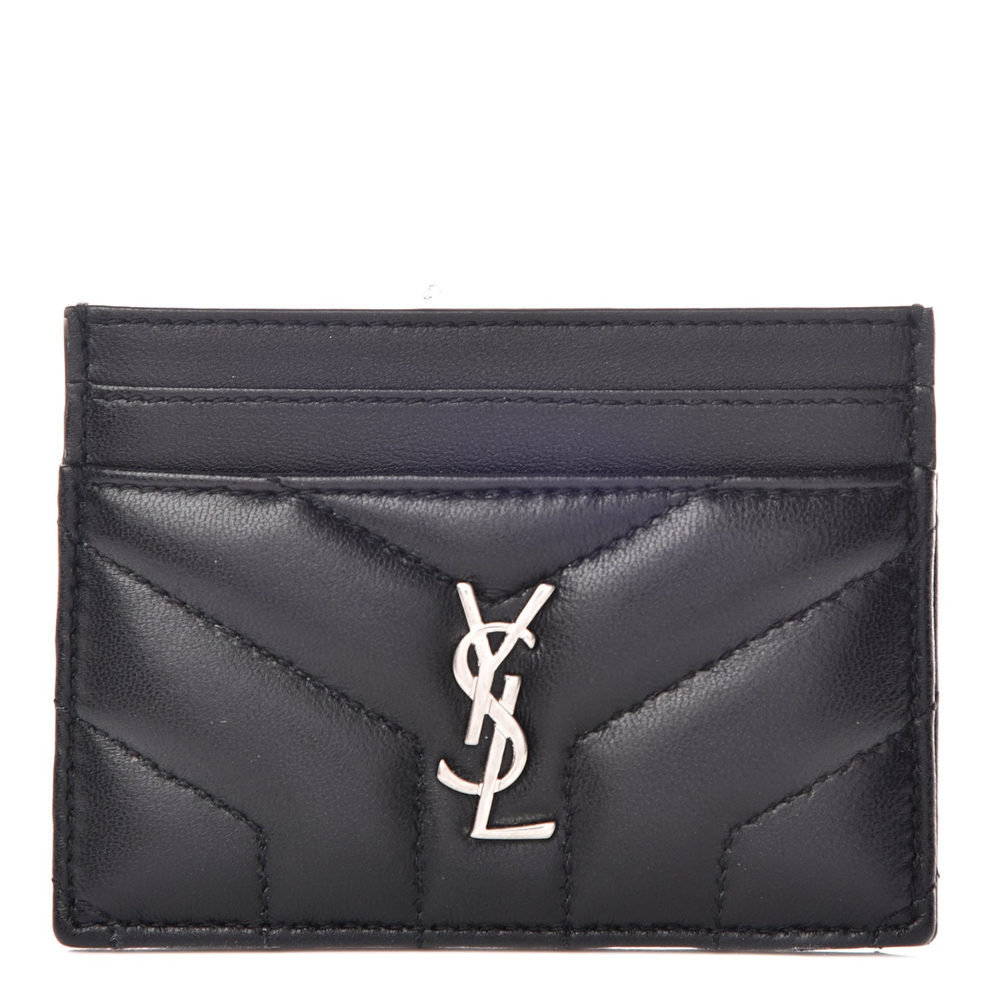 Calfskin Y Quilted Monogram LouLou Credit Card Case Black