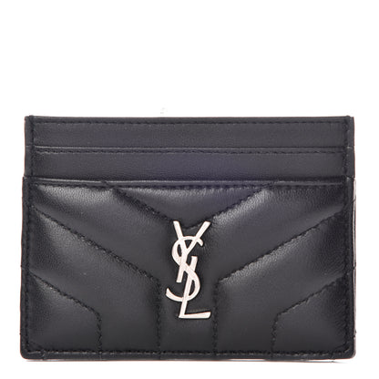 Saint Laurent Calfskin Y Quilted Monogram LouLou Credit Card Case Black 1 of 7