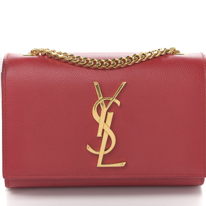 Saint Laurent Grain De Poudre Small Monogram Kate Satchel Red 9 of 9