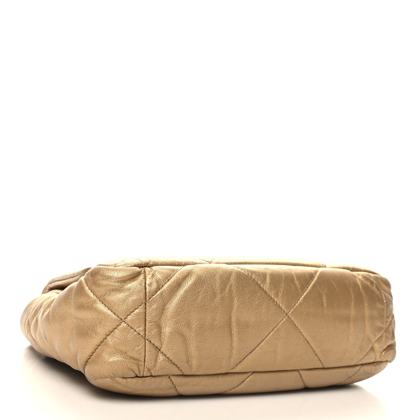 Metallic Lambskin Quilted Medium Chanel 19 Flap Gold