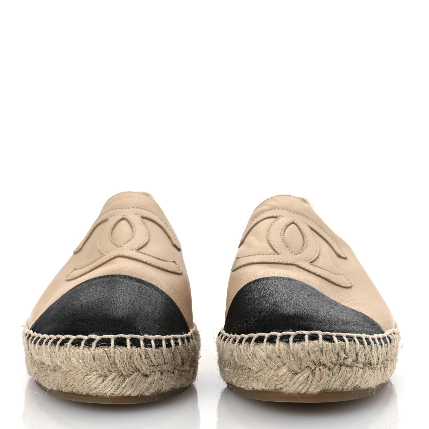Chanel Lambskin CC Espadrilles 38 Beige Black 3 of 12