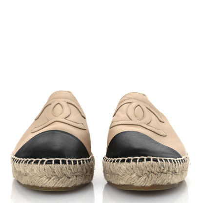 Chanel Lambskin CC Espadrilles 38 Beige Black 3 of 12