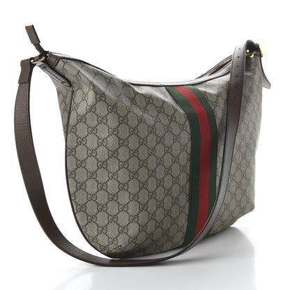 Gucci GG Supreme Monogram Web Ophidia Half Moon Hobo Brown 3 of 13