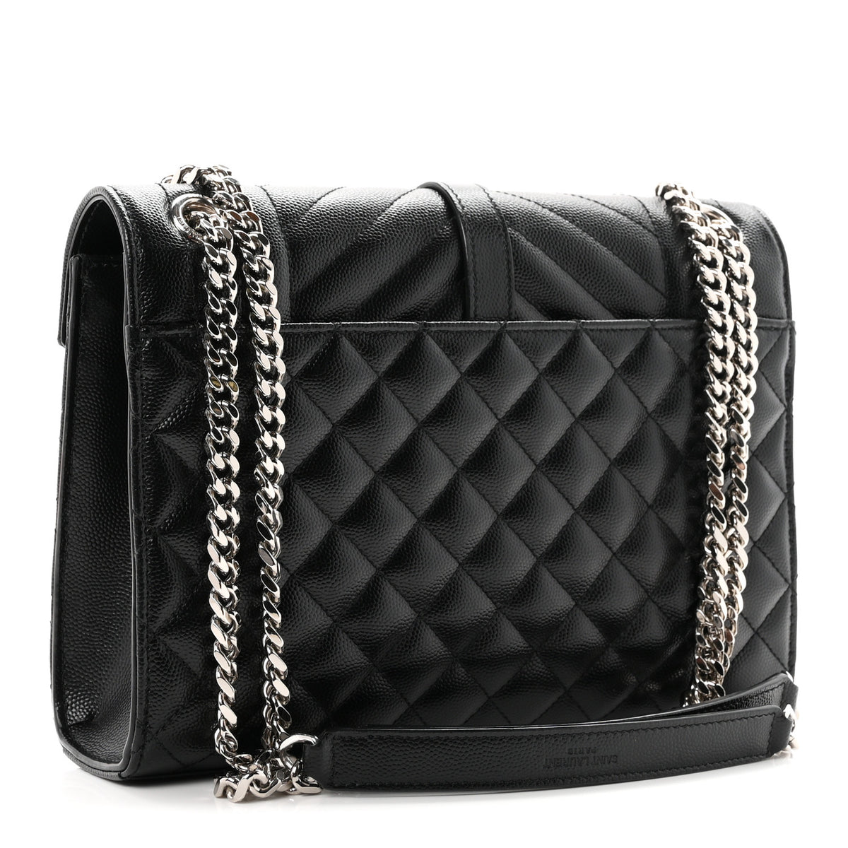 Grain De Poudre Textured Mixed Matelasse Triquilt Medium Monogram Satchel Black