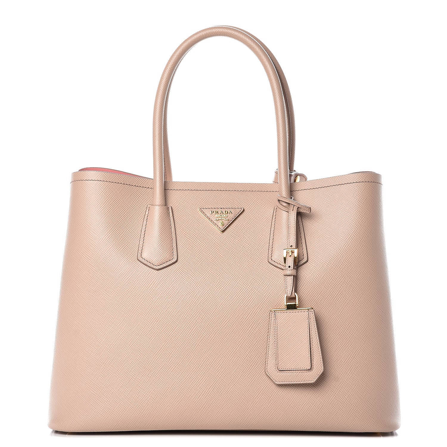 Prada Saffiano Cuir Medium Double Bag Cammeo Rosa 1 of 13