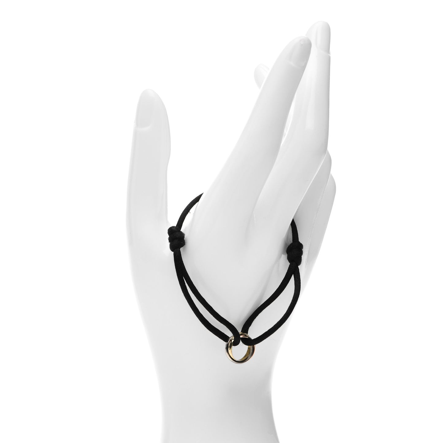 18K Pink Yellow White Gold Trinity Adjustable Cord Bracelet Black