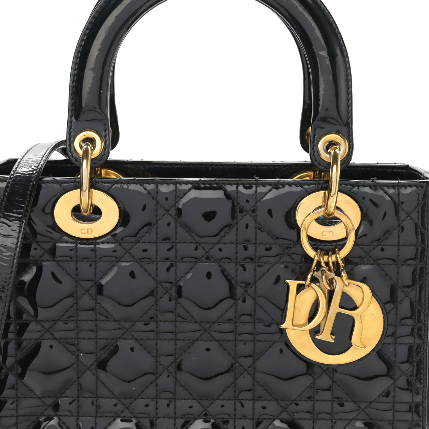 Patent Cannage Medium Lady Dior Black
