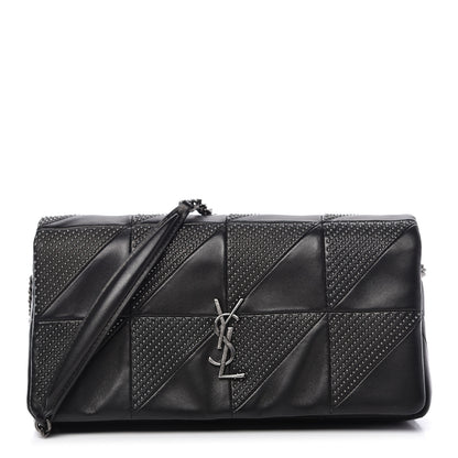 Saint Laurent Lambskin Patchwork Micro Stud Monogram Medium Jamie Baguette Black 1 of 9