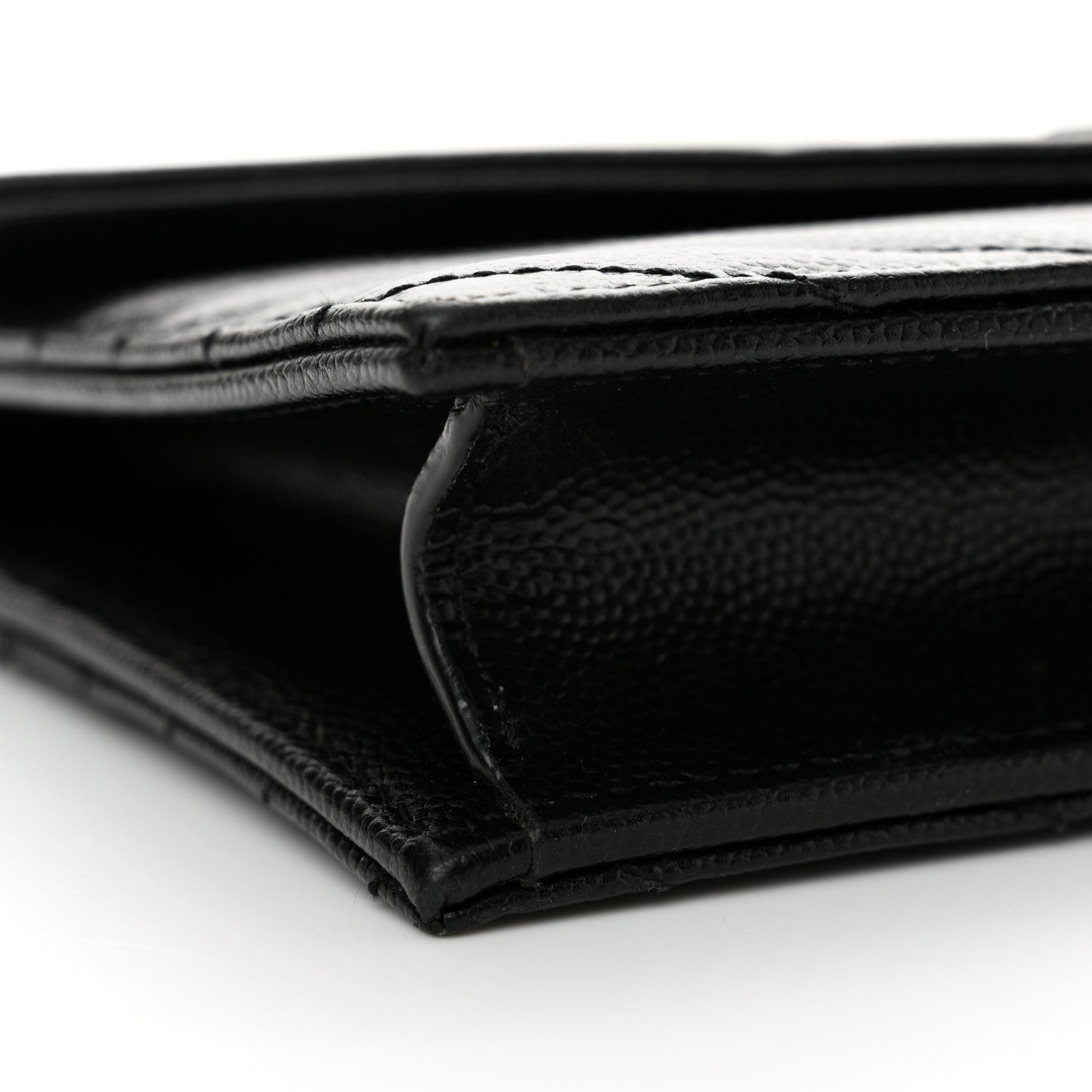 Saint Laurent Grain De Poudre Matelasse Chevron Monogram Monochrome Envelope Chain Wallet Black 9 of 14