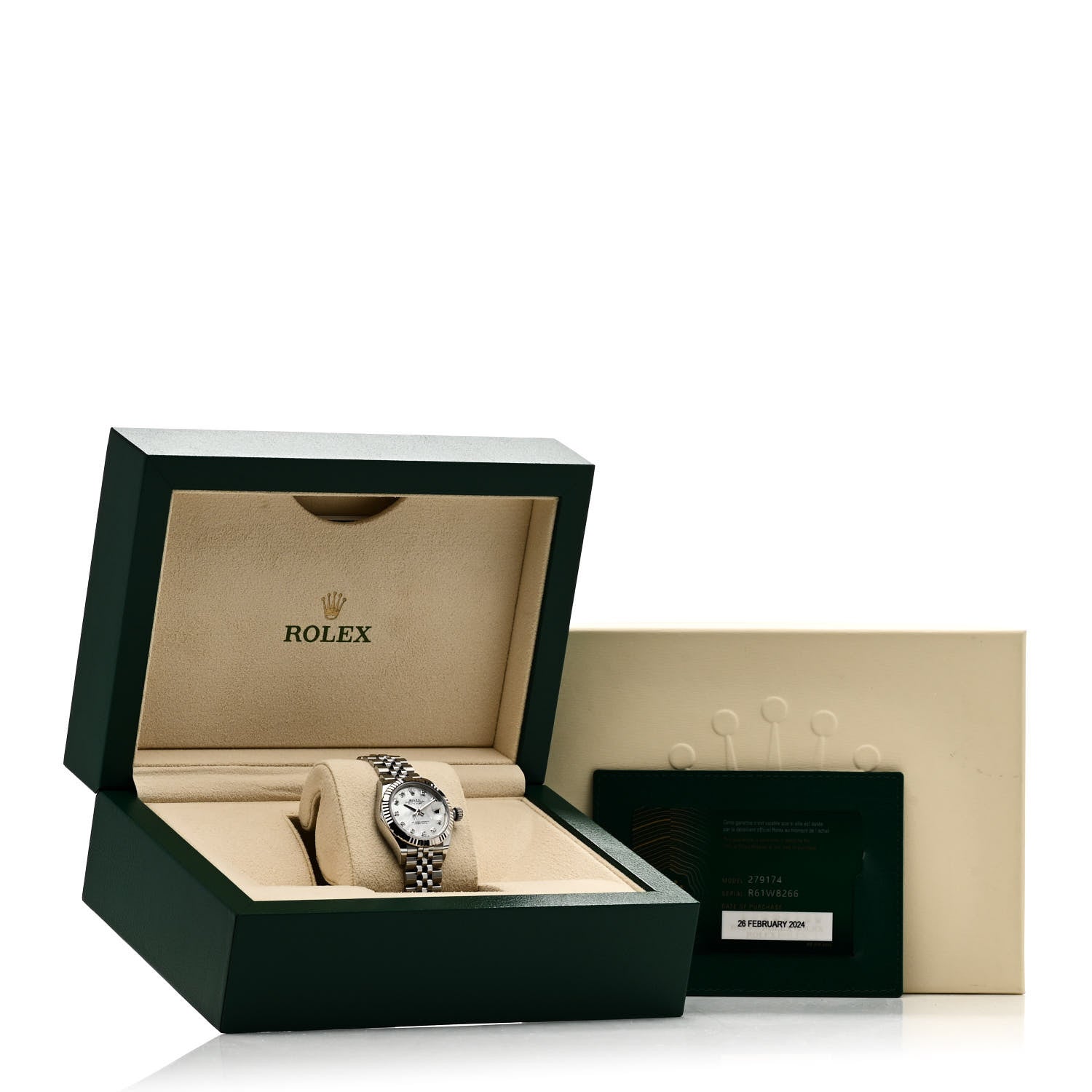 Rolex Stainless Steel 18K White Gold Diamond Mother of Pearl 28mm Oyster Perpetual Datejust Watch 279174 5 of 5