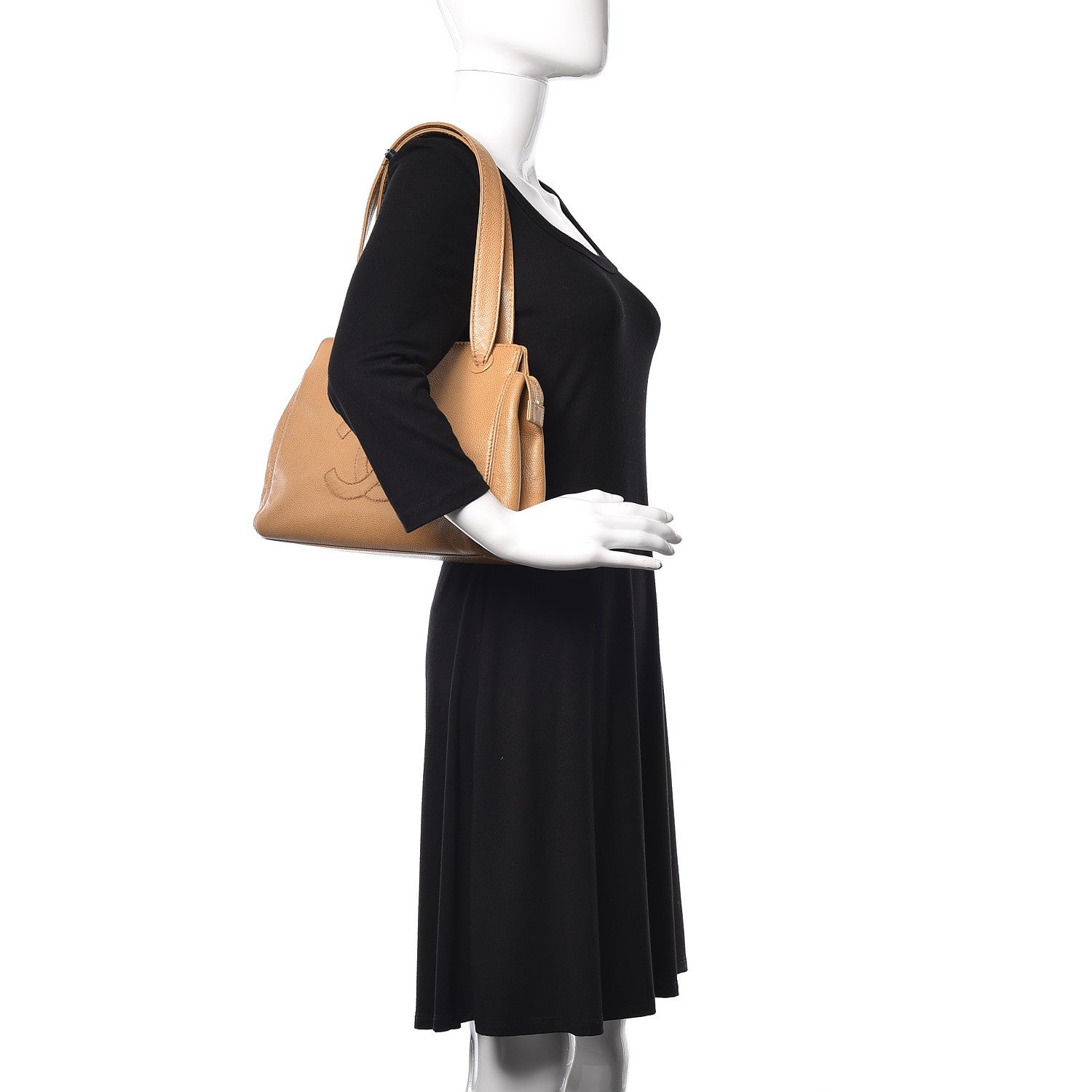 Chanel Caviar CC Shoulder Bag Beige 2 of 16