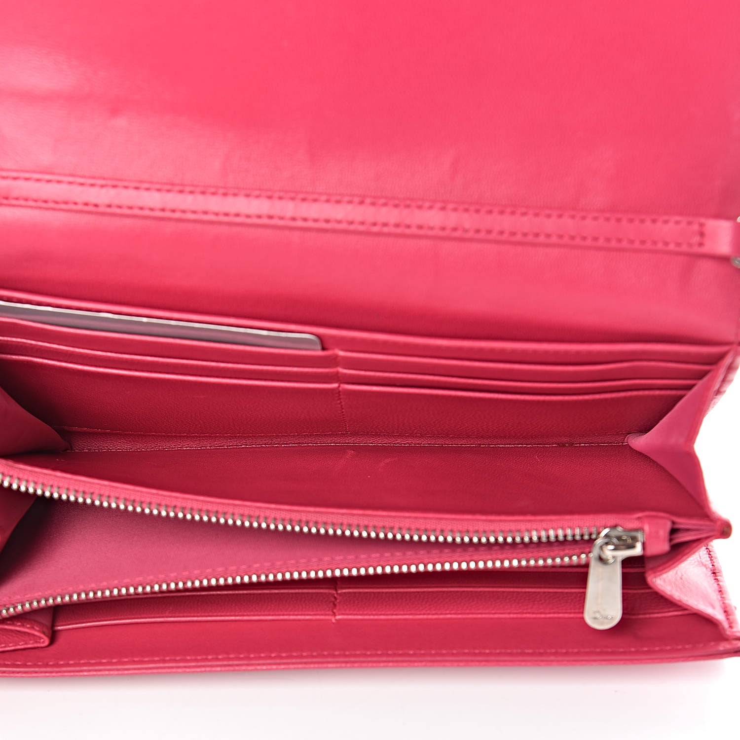 Christian Dior Lambskin Diorama Croisiere Chain Wallet Fuchsia 5 of 17