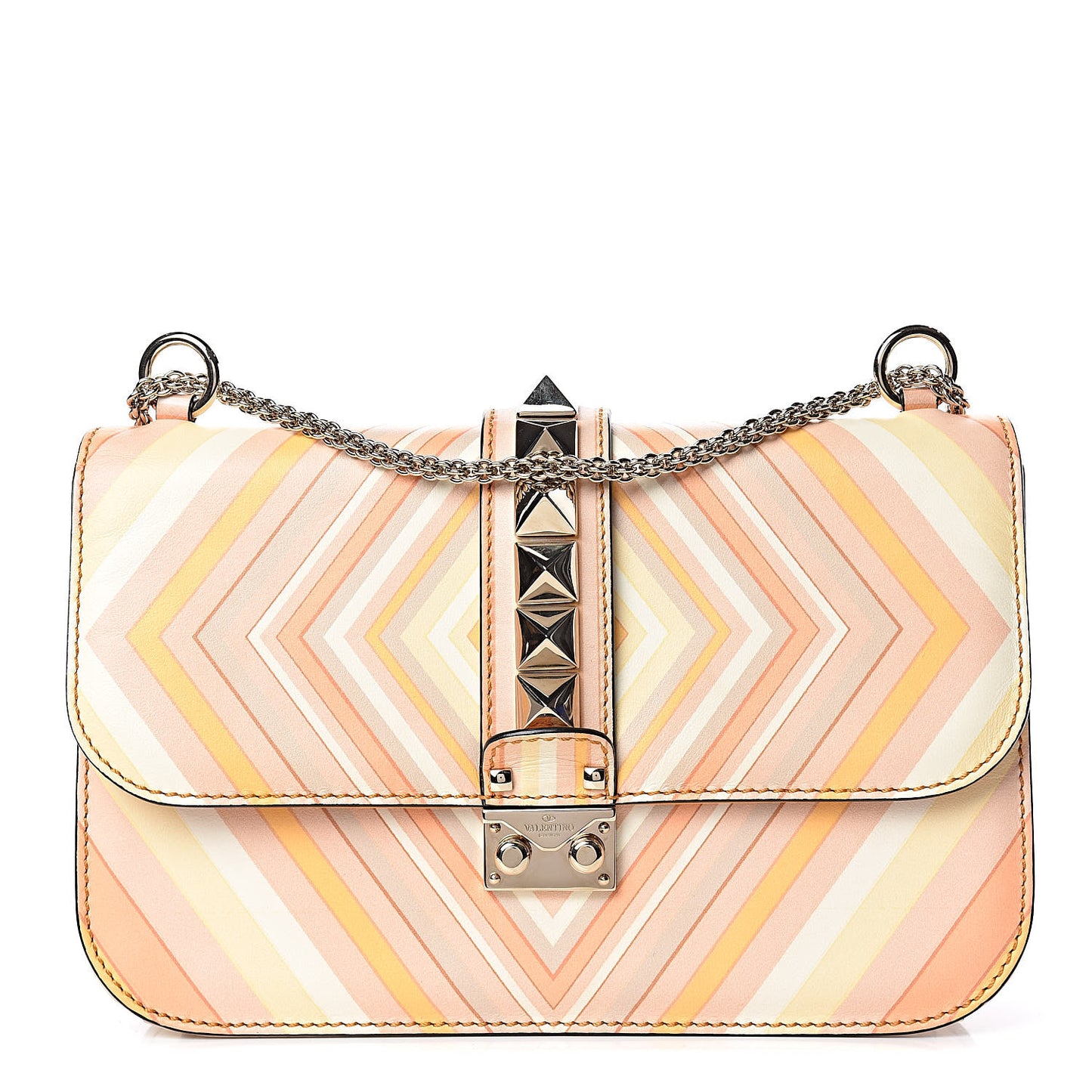 Vitello Native Couture 1975 Medium Glam Lock Rockstud Flap Mandarin Sorbet