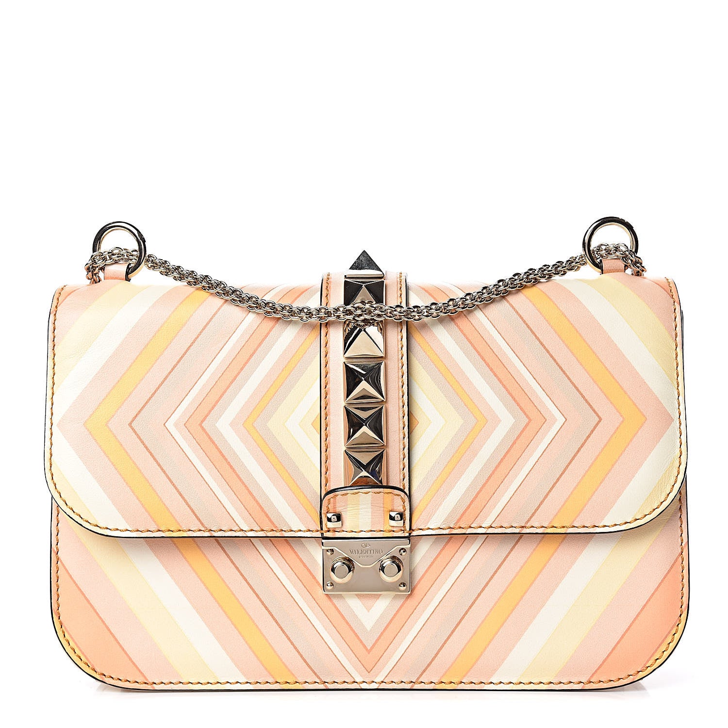 Valentino Garavani Vitello Native Couture 1975 Medium Glam Lock Rockstud Flap Mandarin Sorbet 1 of 10
