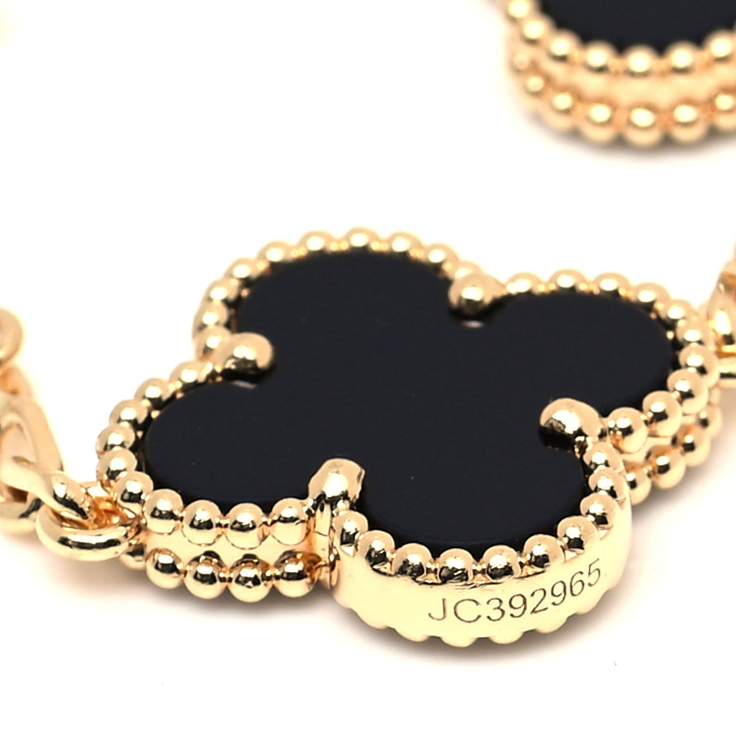18K Yellow Gold Black Onyx 5 Motifs Vintage Alhambra Bracelet