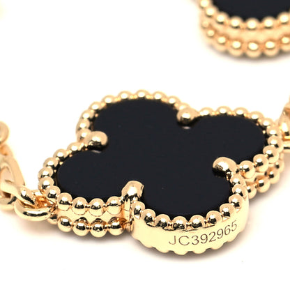 Van Cleef & Arpels 18K Yellow Gold Black Onyx 5 Motifs Vintage Alhambra Bracelet 5 of 7
