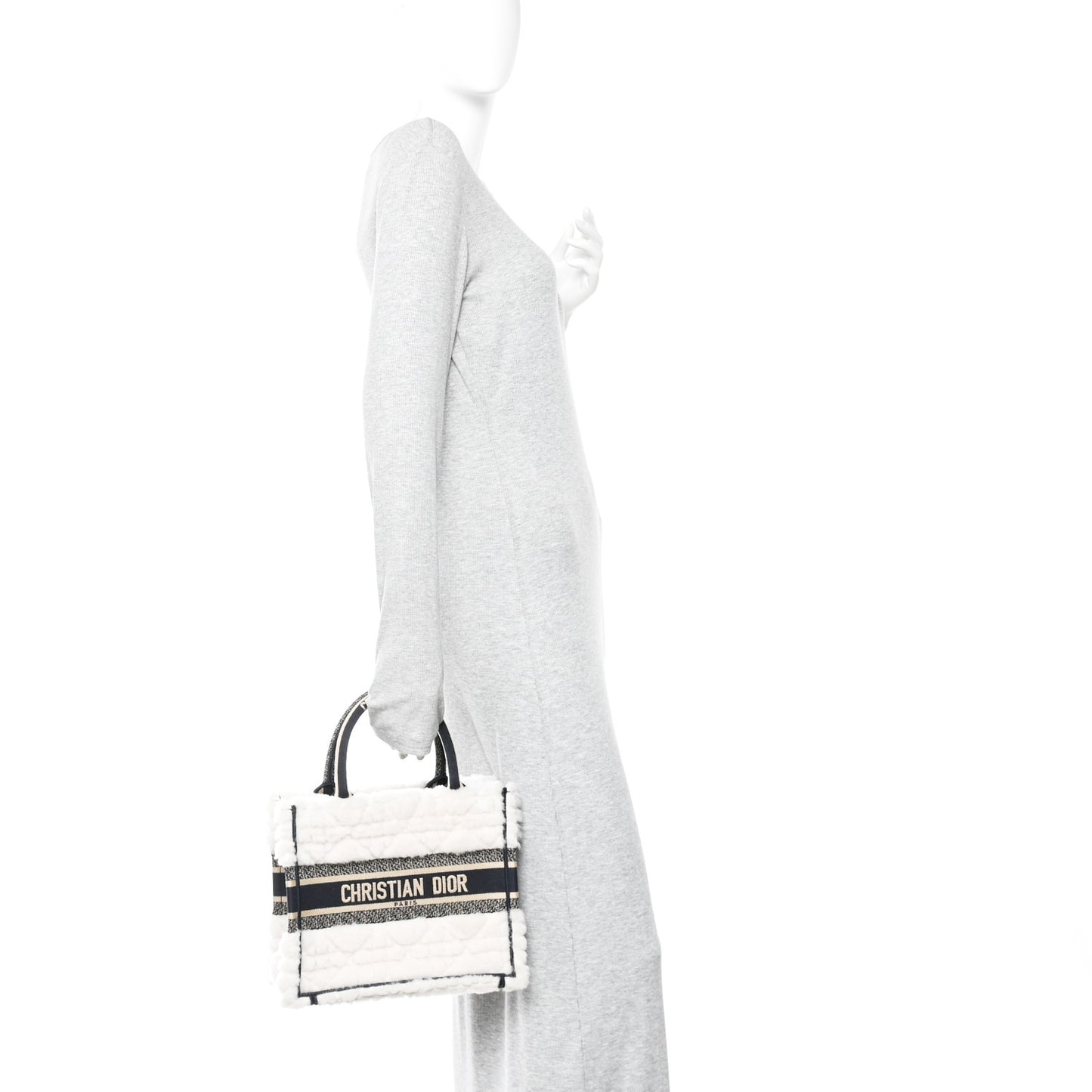 Shearling Cannage Small Book Tote Ecru Blue