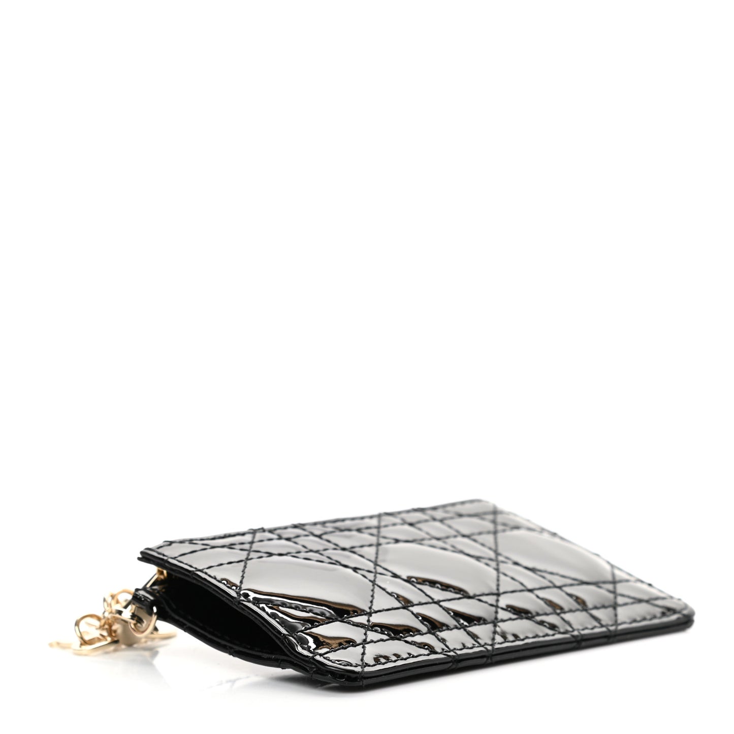Patent Cannage Lady Dior Key Pouch Black