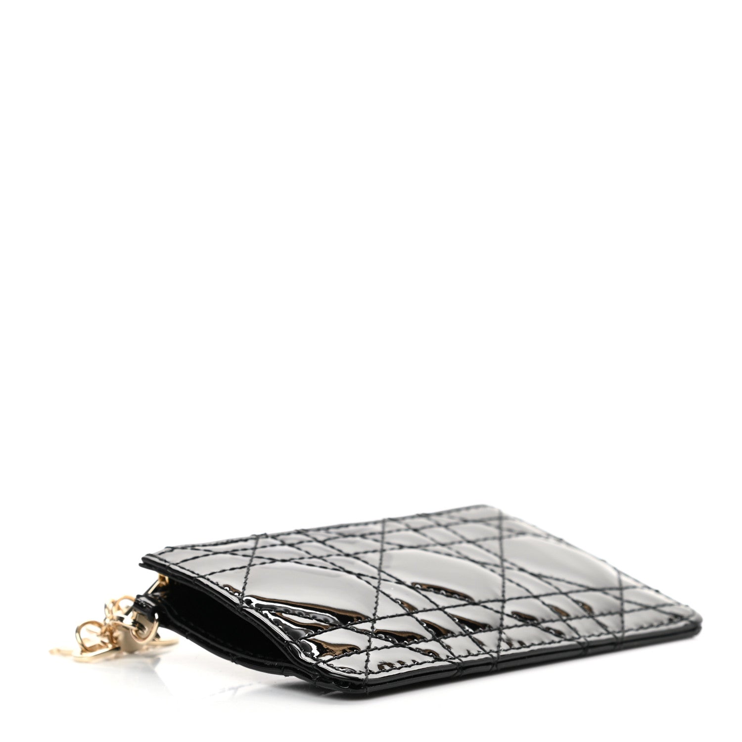Christian Dior Patent Cannage Lady Dior Key Pouch Black 4 of 9