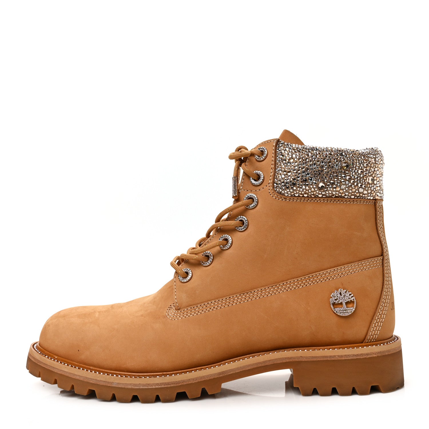 Jimmy Choo X TIMBERLAND Nubuck Swarovski Crystal Mens Ankle Boots 12 Wheat 1 of 8