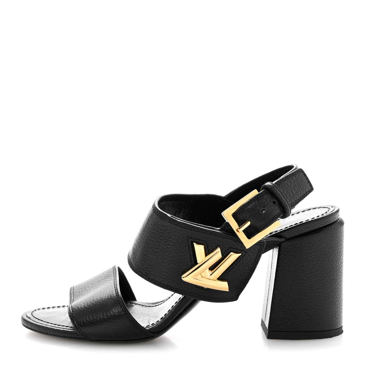 Louis Vuitton Grained Calfskin Horizon Sandals 36 Black 1 of 12