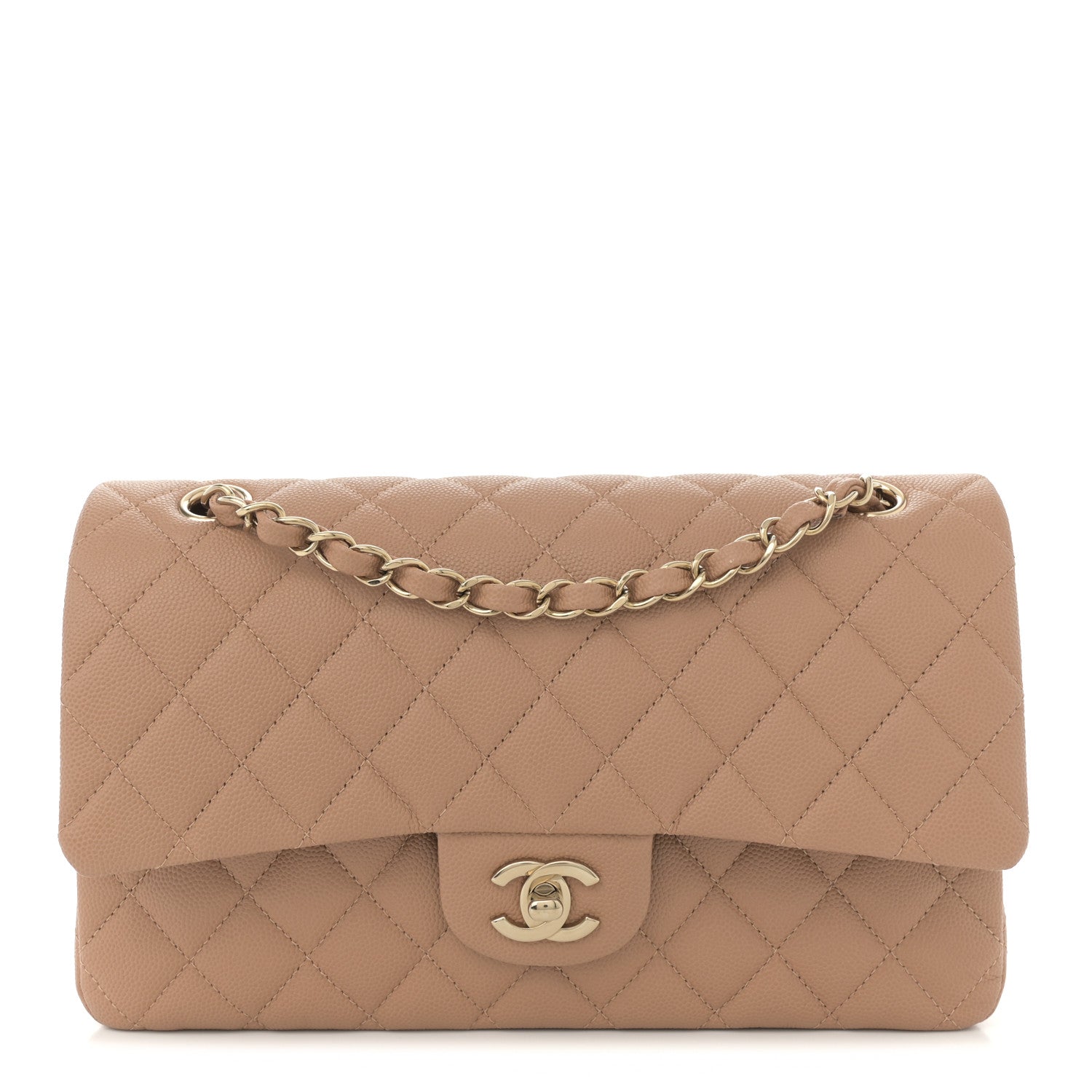 Chanel Caviar Quilted Medium Double Flap Dark Beige 1 of 12
