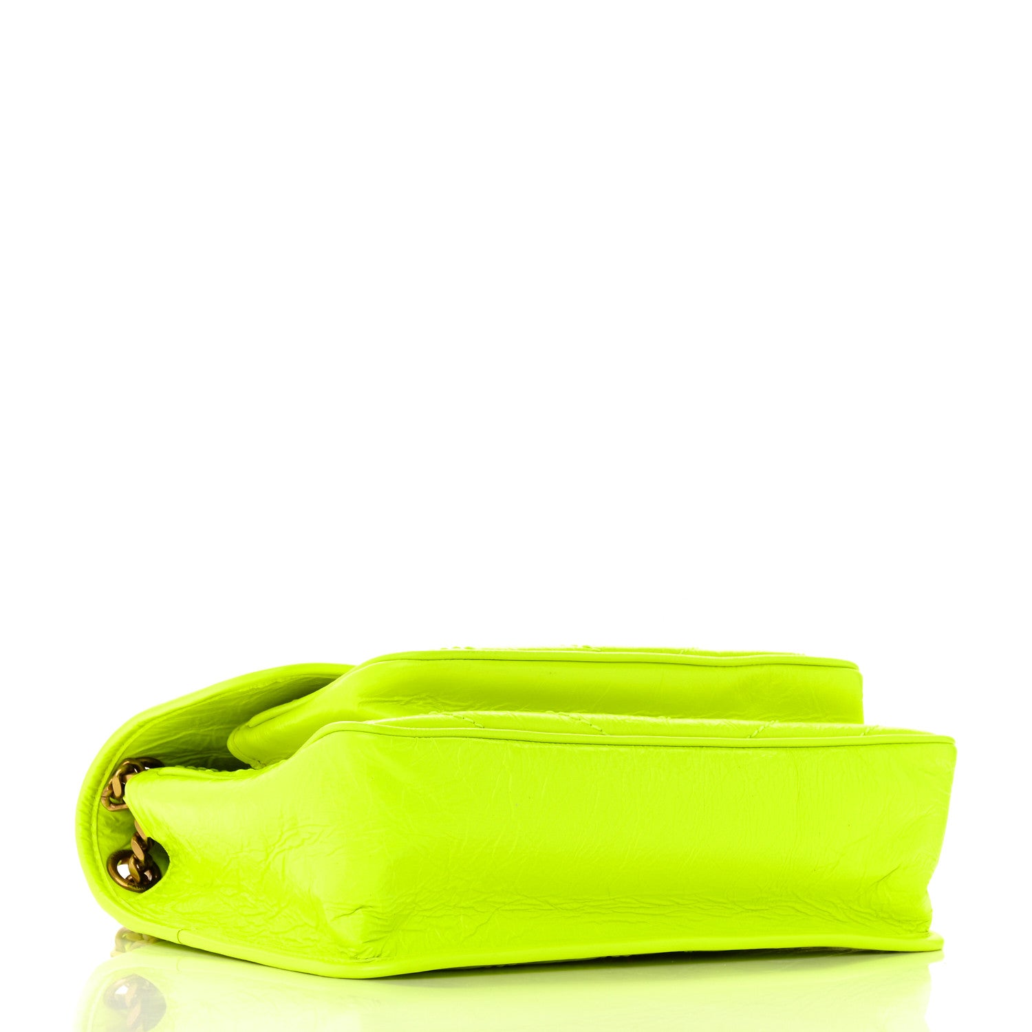 Saint Laurent Crinkled Calfskin Matelasse Monogram Medium Niki Chain Satchel Neon Yellow 4 of 10
