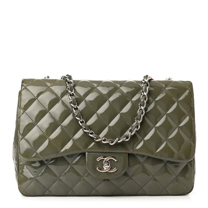 Chanel Patent Quilted Jumbo Single Flap Grey 1 of 15