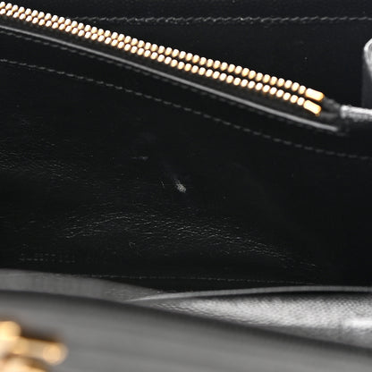 Saint Laurent Grain De Poudre Matelasse Chevron Monogram Chain Wallet Black 11 of 17