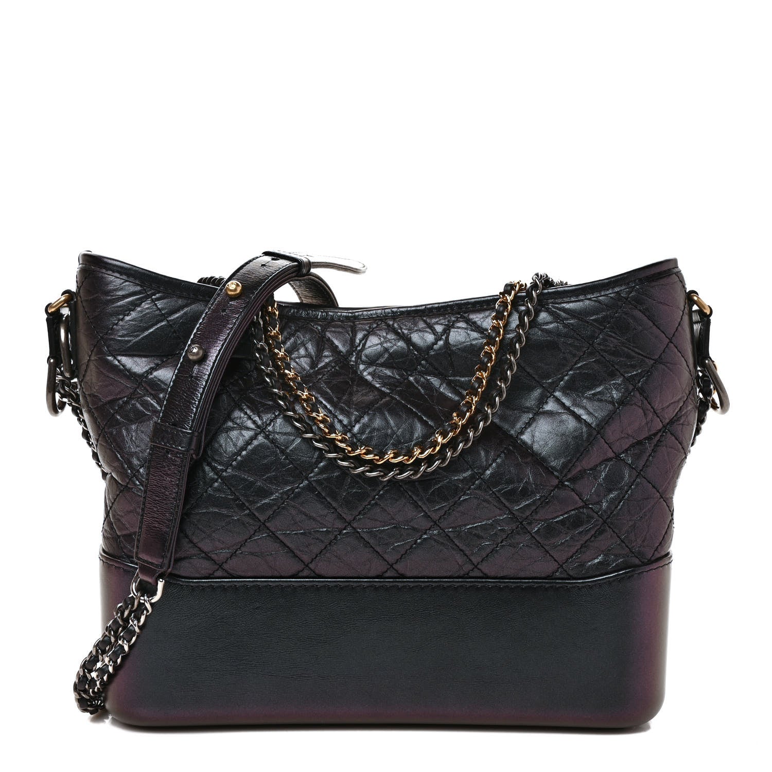 Chanel Iridescent Aged Calfskin Quilted Medium Gabrielle Hobo Black 1 of 9