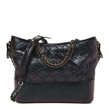 Chanel Iridescent Aged Calfskin Quilted Medium Gabrielle Hobo Black 1 of 9