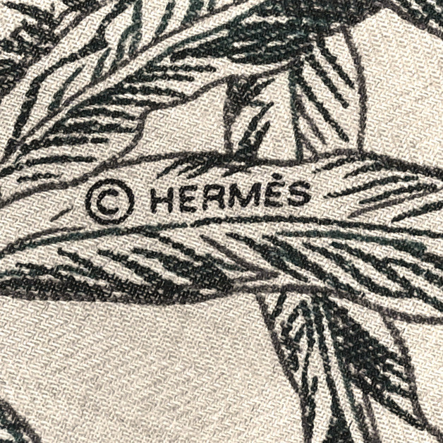 Hermes Cashmere Silk All 'Orto Botanico Di Palermo Shawl 140 Vert Loden Naturel Encre 4 of 4