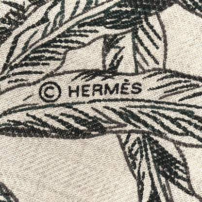 Hermes Cashmere Silk All 'Orto Botanico Di Palermo Shawl 140 Vert Loden Naturel Encre 4 of 4