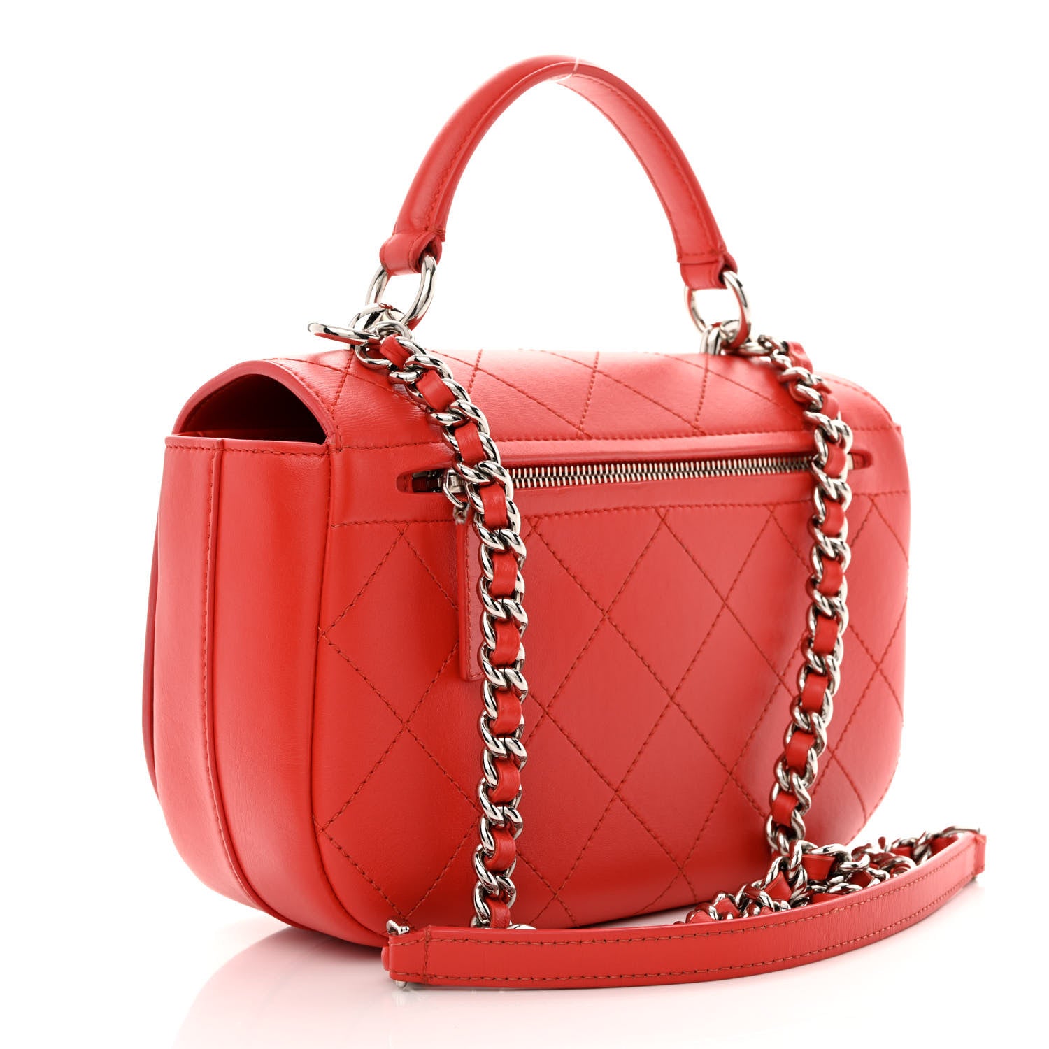 Chanel Calfskin Stitched Ring My Bag Flap Crossbody Red 3 of 16