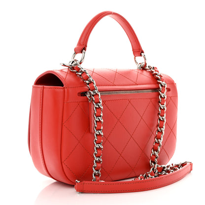 Chanel Calfskin Stitched Ring My Bag Flap Crossbody Red 3 of 16