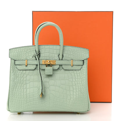 Hermes Matte Alligator Birkin 25 Vert D'eau 12 of 12