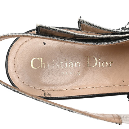 Christian Dior Cotton Ribbon Macro Houndstooth J'Adior Slingback 65mm Pumps 39.5 White Black 7 of 9