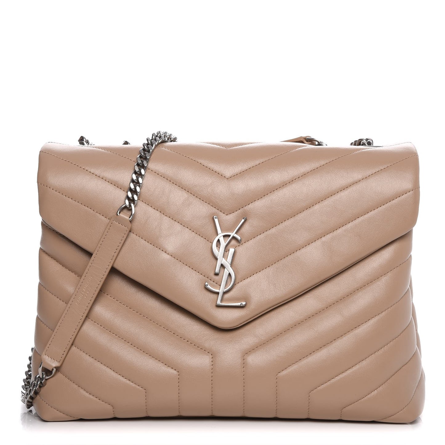 Calfskin Y Quilted Monogram Medium Loulou Chain Satchel Dark Beige