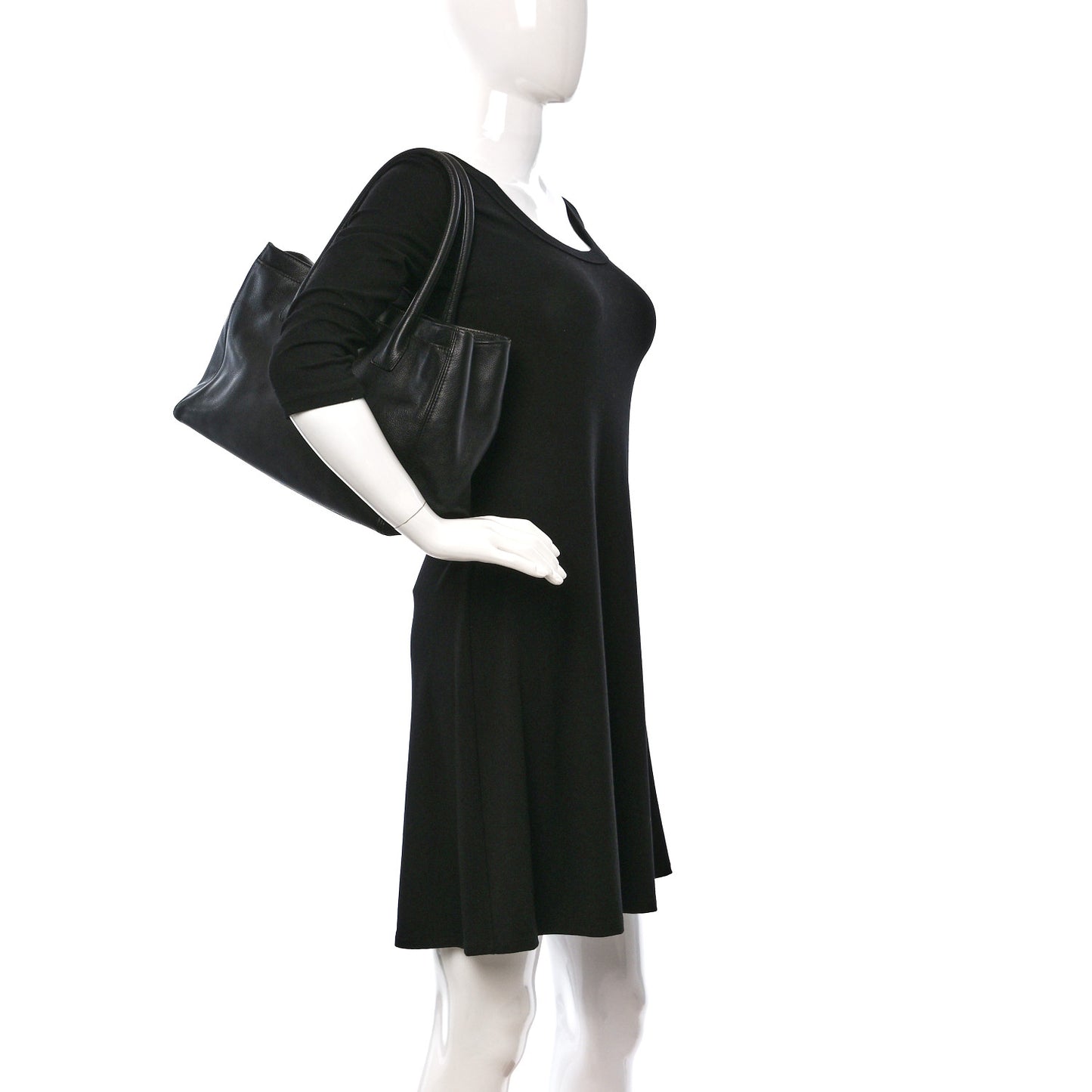 Calfskin Mademoiselle Lock Cerf Executive Shopper Tote Black
