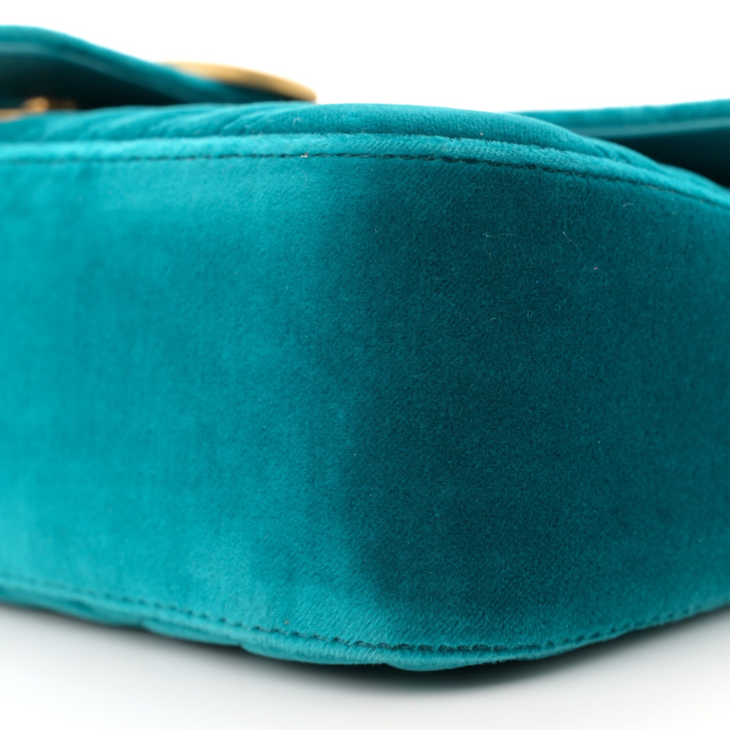 Gucci Velvet Matelasse Small GG Marmont Shoulder Bag Pavone Cyan 10 of 10