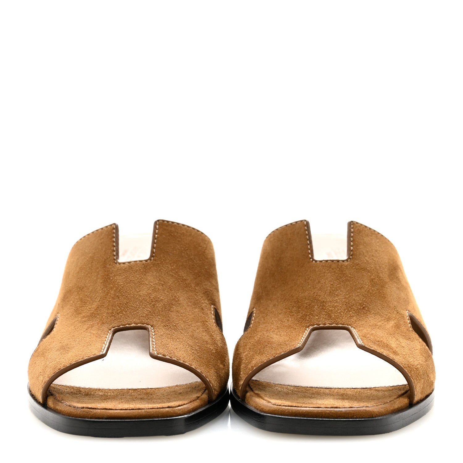 Hermes Suede Goatskin Helia 60 Sandals 41 Brun Fume 3 of 11