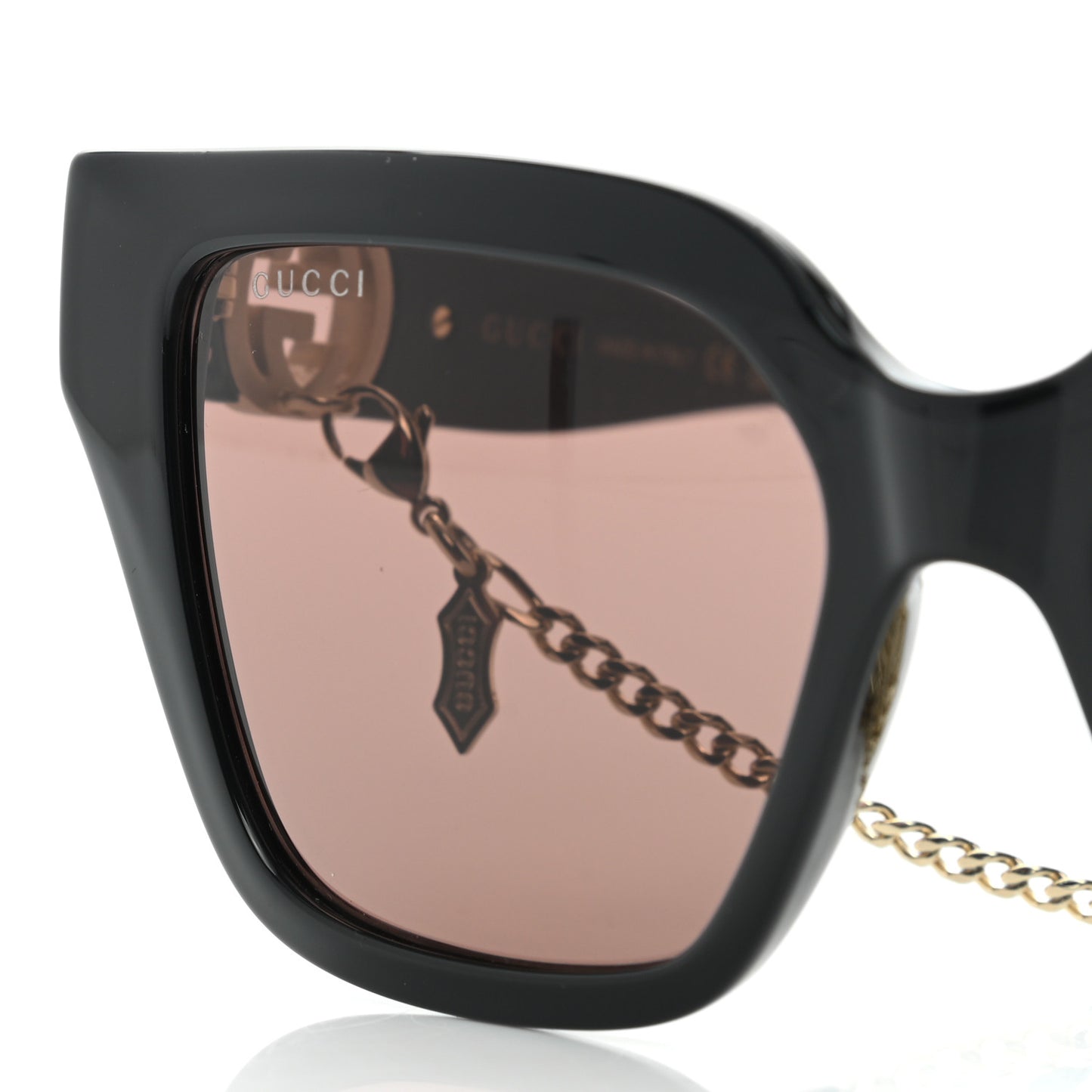 Acetate Square Frame Chain Sunglasses GG1023S Black