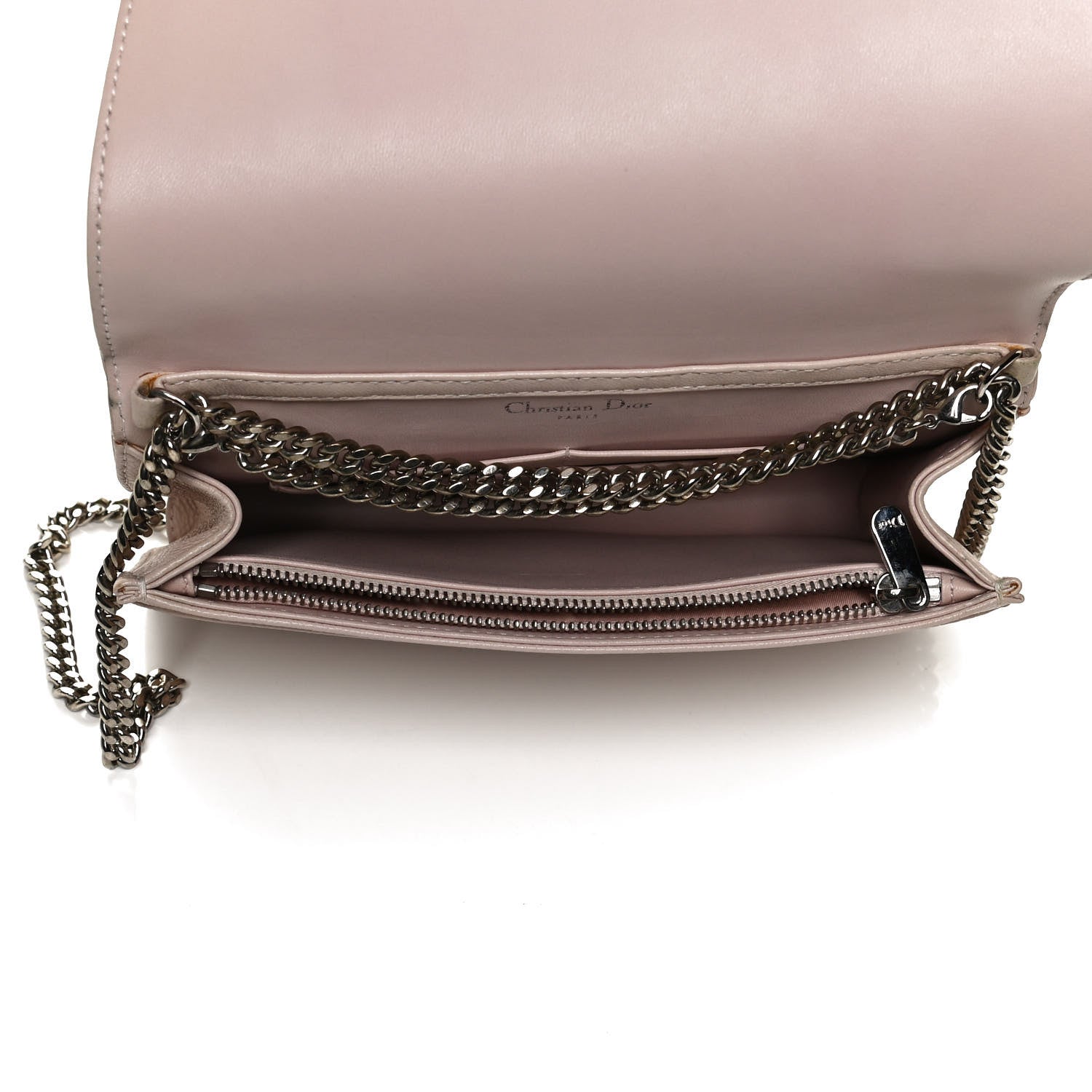Christian Dior Grained Calfskin Diorama Wallet on Chain Pouch Rose Poudre 4 of 11