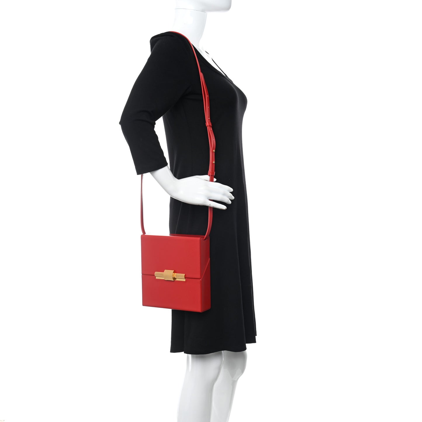 Calfskin Daisey Box Clutch Red