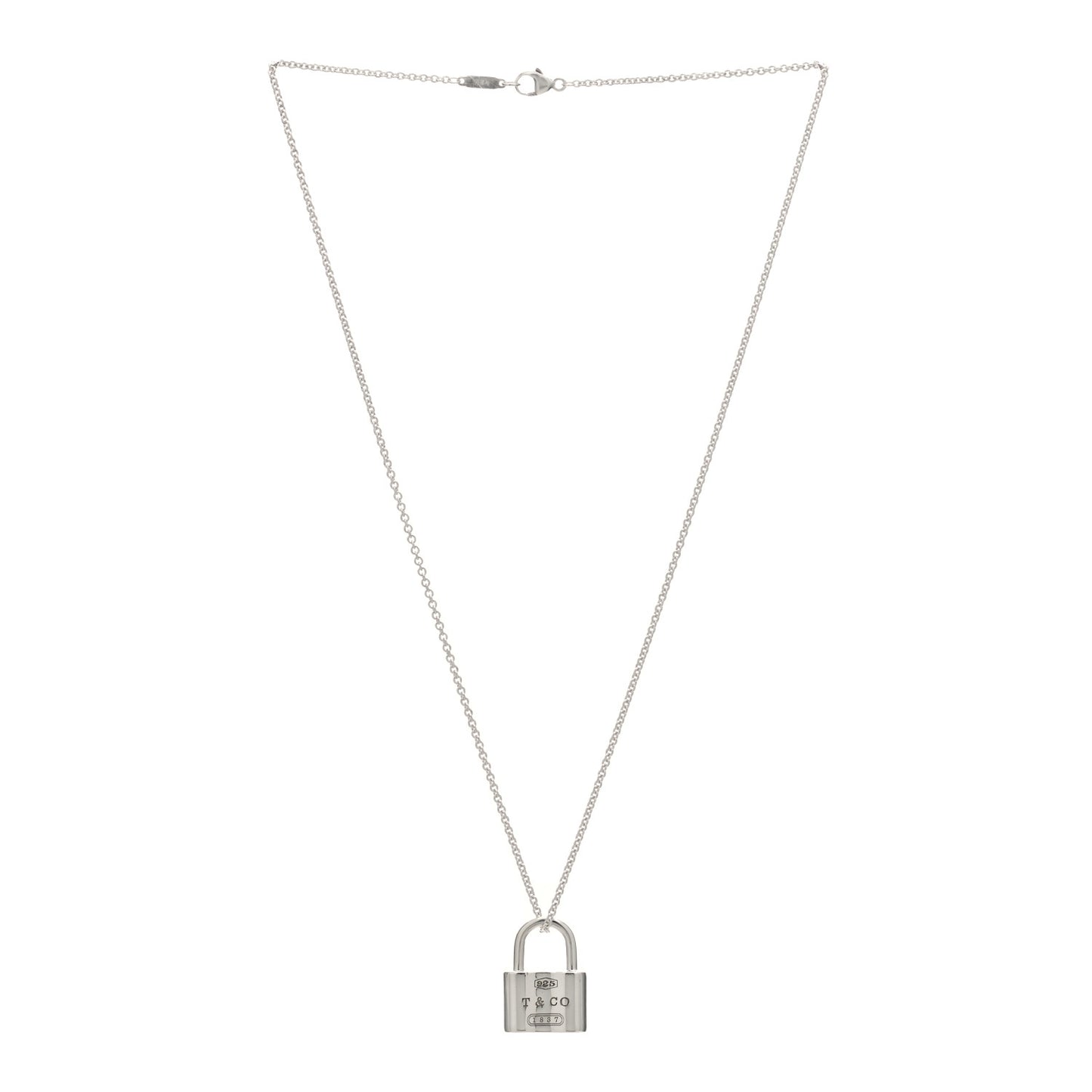 Sterling Silver 1837 Lock Charm Pendant Necklace
