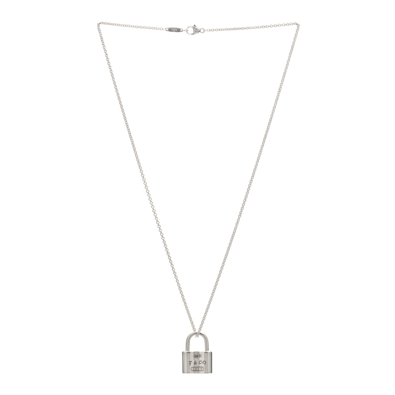 Tiffany Sterling Silver 1837 Lock Charm Pendant Necklace 2 of 3
