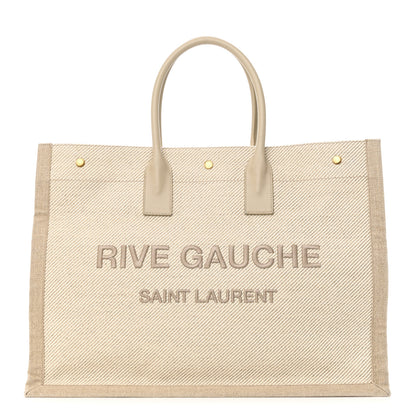 Saint Laurent Linen Calfskin Rive Gauche Tote Beige Sea Salt 1 of 9